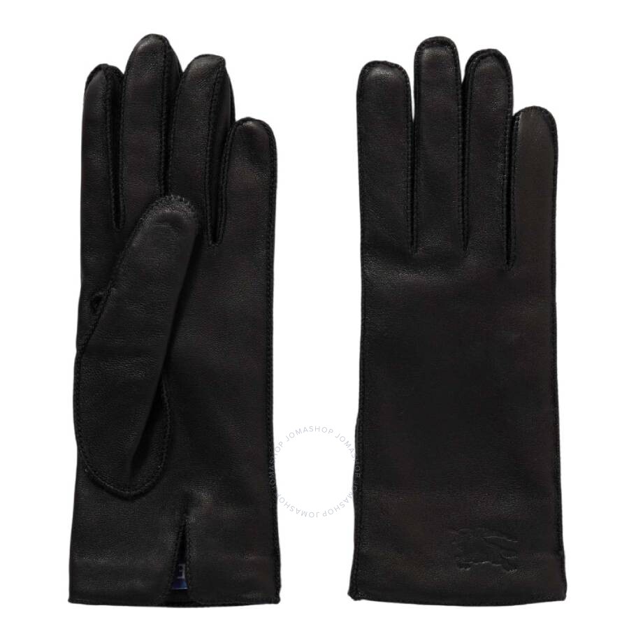 Burberry Ekd Debossed Leather Gloves In Black