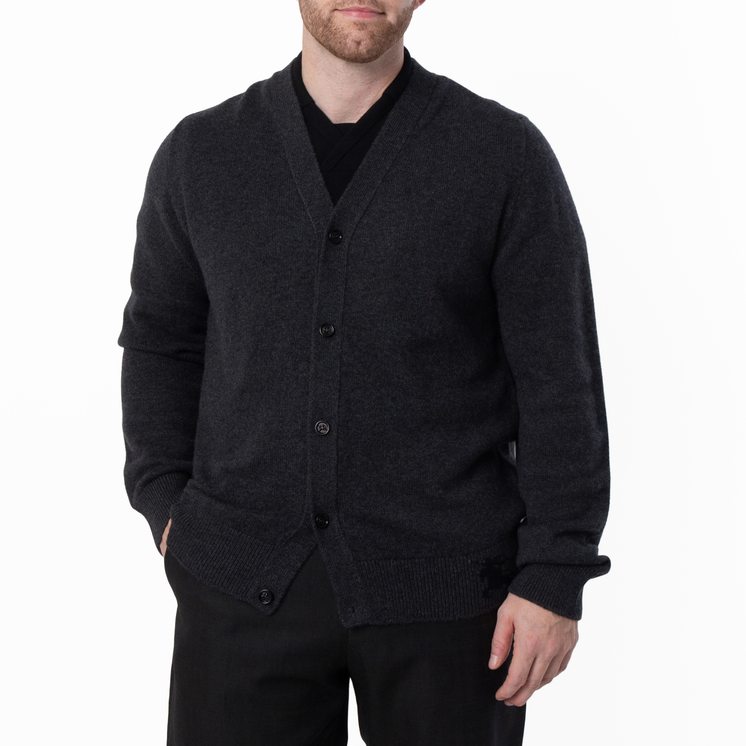 Burberry EKD Embroidered Cashmere Cardigan, Size Large 8081159