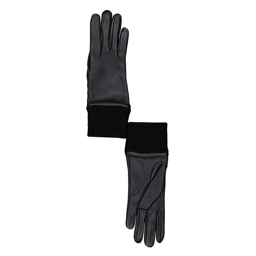 Burberry Ekd Leather Gloves In Black