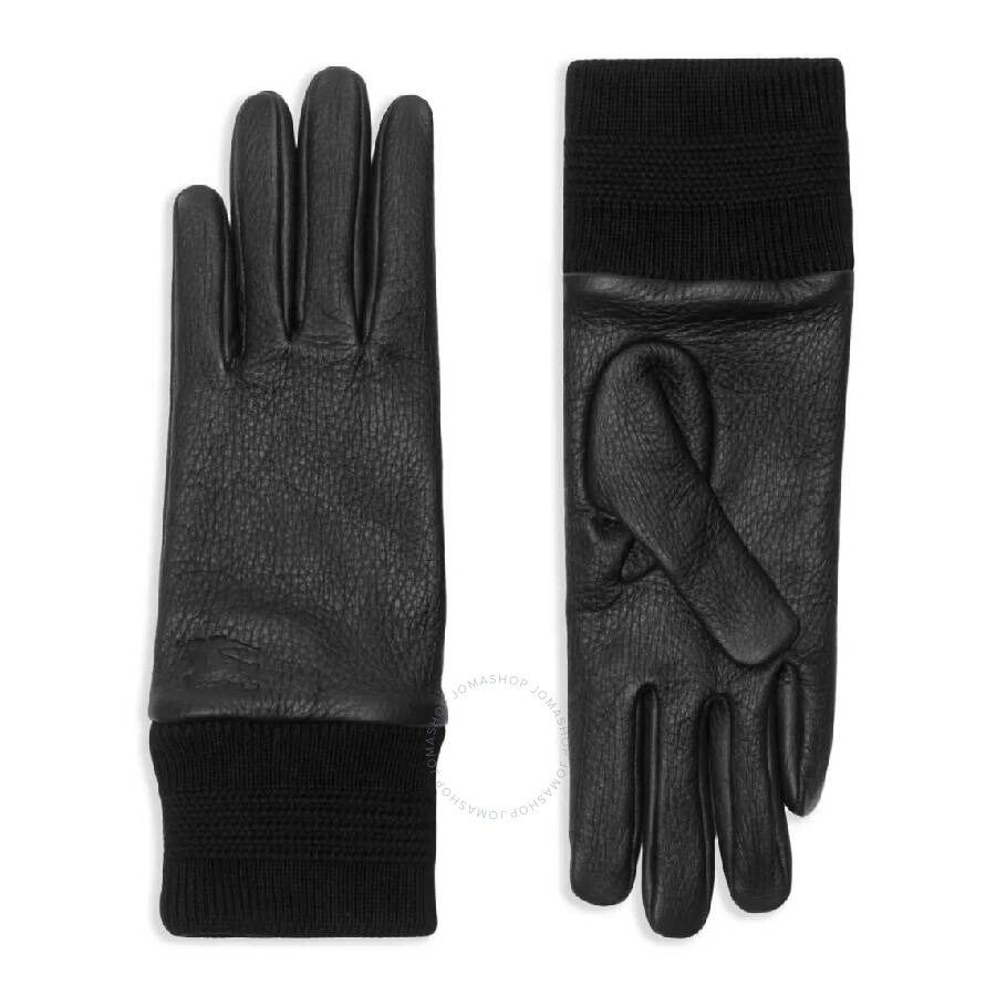Burberry Ekd Leather Gloves In Black