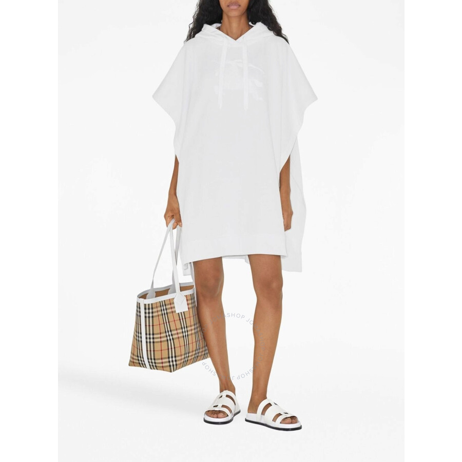 Burberry Ekd Motif Cotton Jacquard Poncho In White