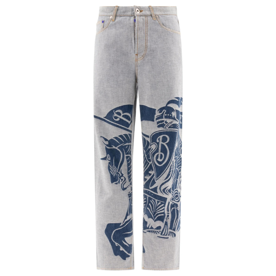 Burberry Ekd Motif Straight-leg Oversized Fit Jeans In Gray