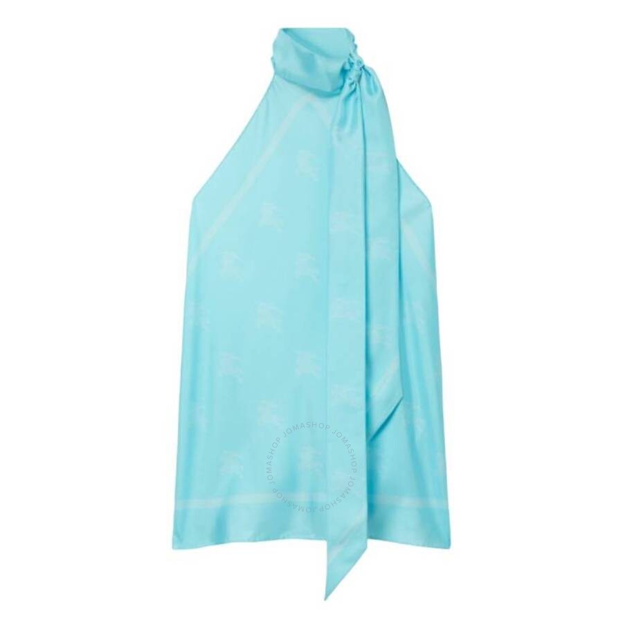 Burberry Ekd Silk Scarf Halterneck Top In Blue