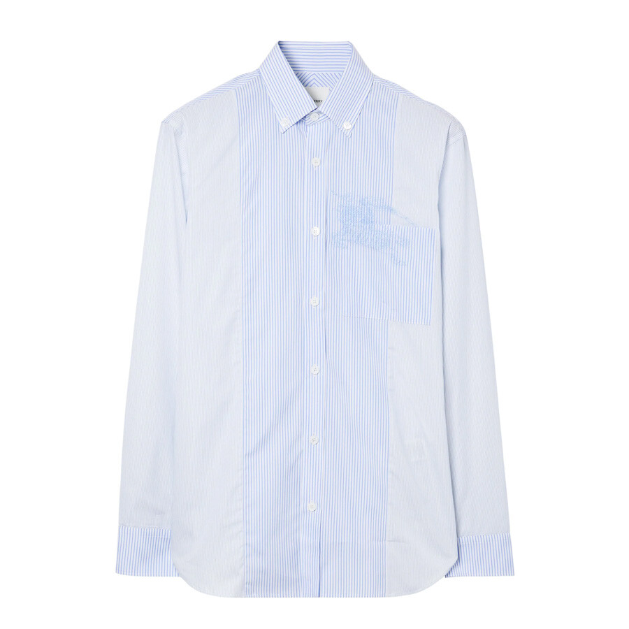 Burberry Monogram Ekd Cotton Slim Fit Shirt In Blue