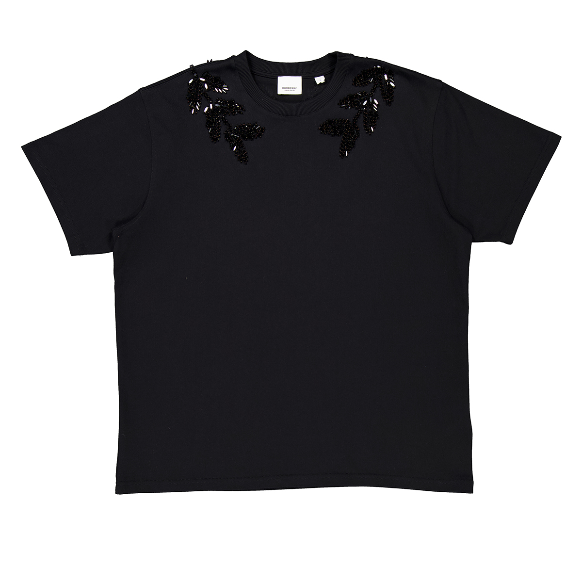 Burberry Embellished Crystal Oak Leaf Crest Cotton T-Shirt, Size X