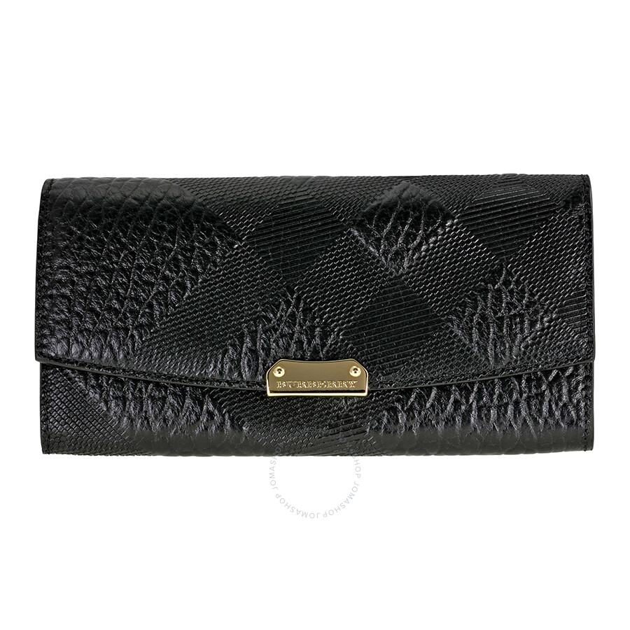 Embossed Leather TB Continental Wallet in Black - Women