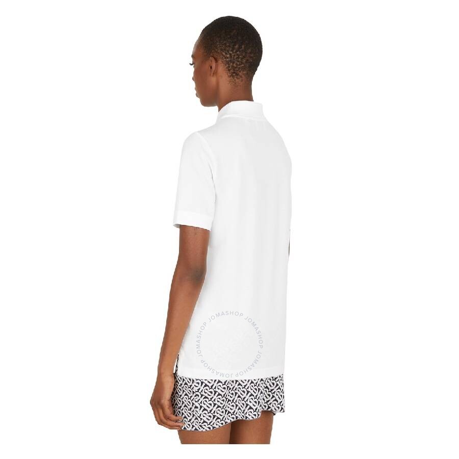 Burberry Tb Monogram Cotton Polo Shirt In White