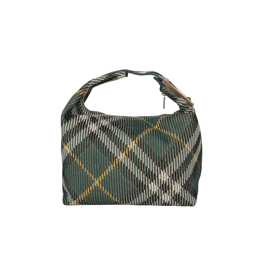 Burberry Embroidered Nylon Medium Peg Handbag In Green
