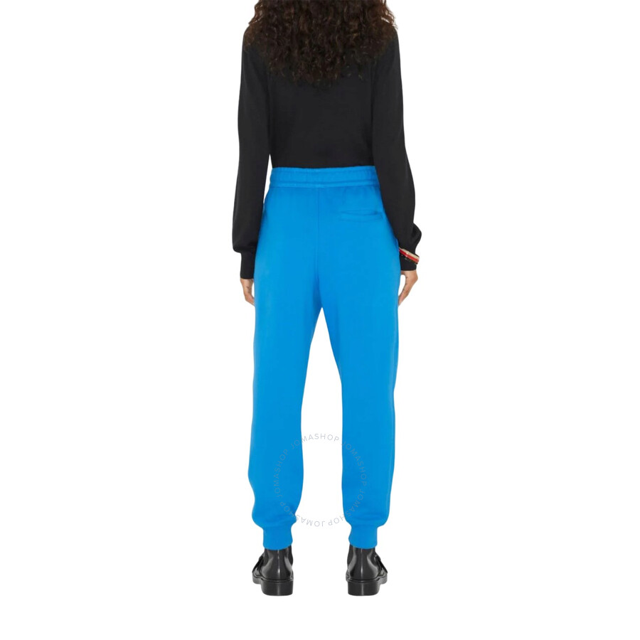 Burberry Embroidered Letter Motif Cotton Jogging Pants In Blue