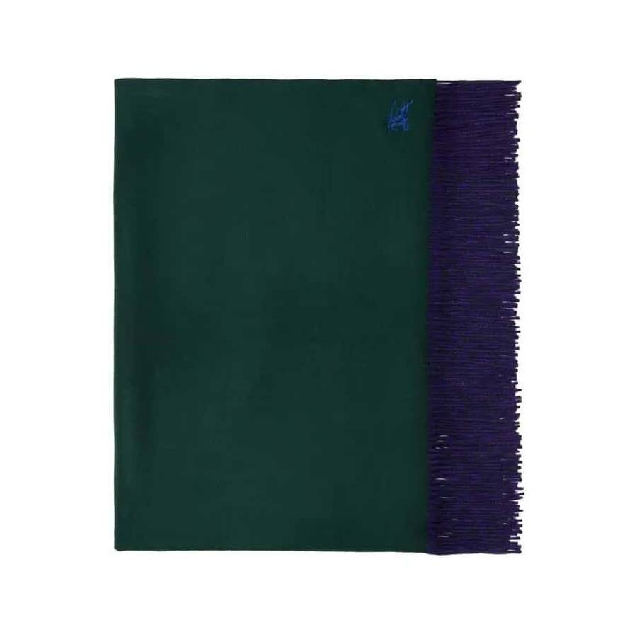 Burberry Equestrian Knight Fringed Edge Cashmere Blanket