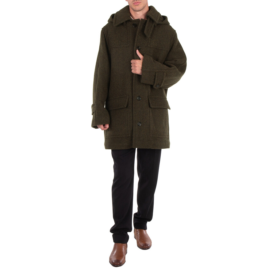 Burberry Equestrian Knight Hooded Duffle Coat, Size Large