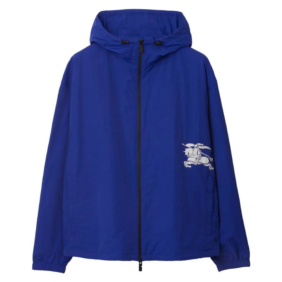 Burberry Equestrian Knight Logo Hooded Jacket, Size Large 8104612
