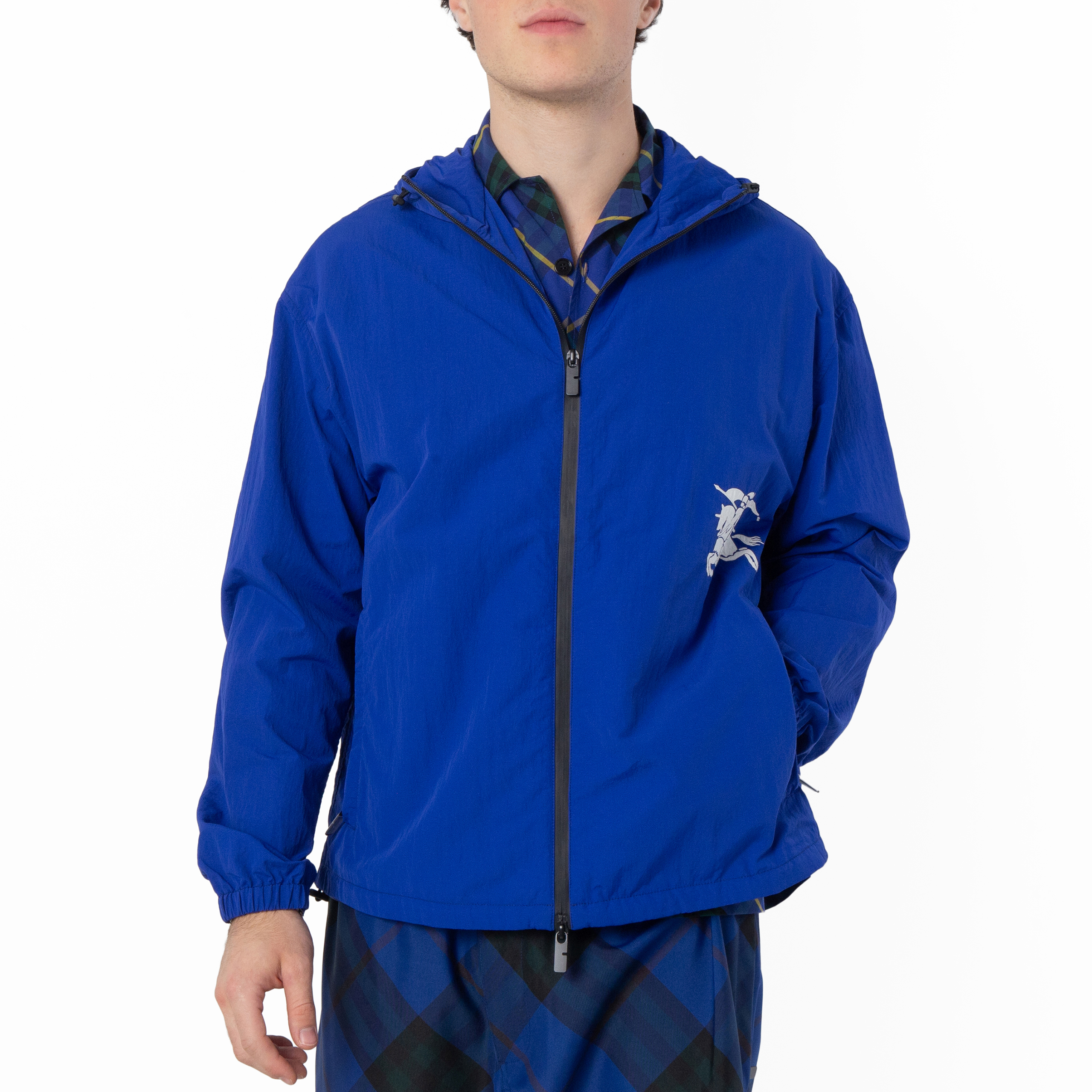 Burberry Equestrian Knight Logo Hooded Jacket, Size Large 8104612