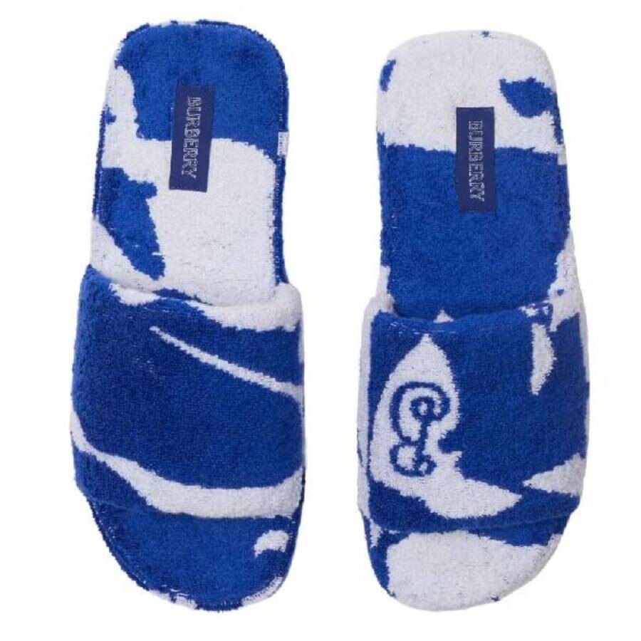 Burberry Snug Cotton Slippers In Blue