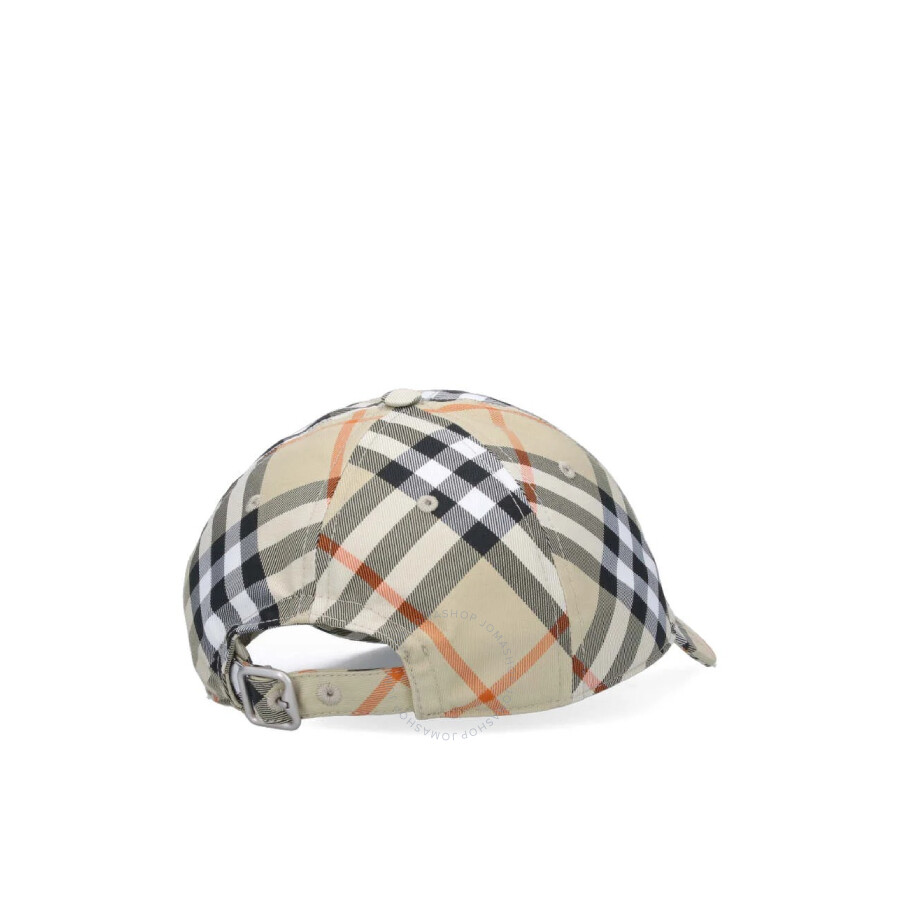 Burberry Beige Baseball Cap With Check Motif And Ekd Embroidery In Wool And Silk Man