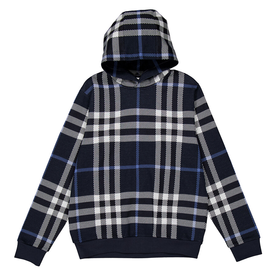 Burberry Ferryton Check-Pattern Long-Sleeve Hoodie, Size