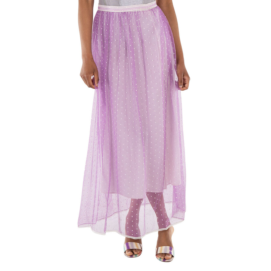 Floor-length Flocked Cotton Tulle Skirt