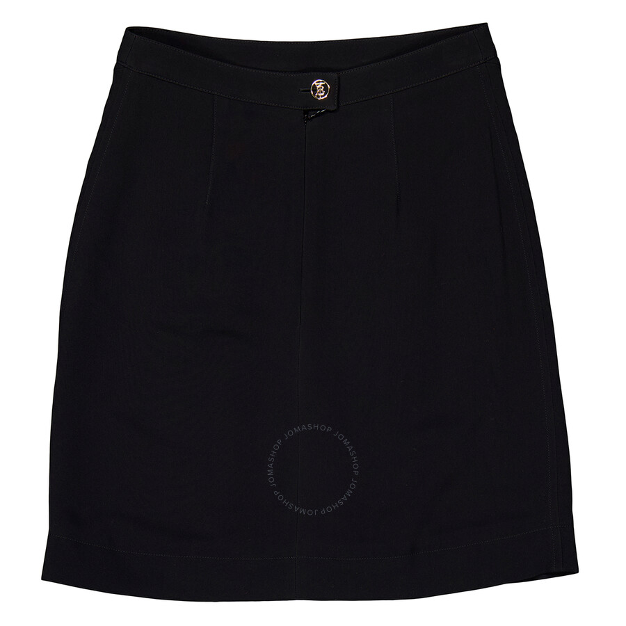 Burberry Front-slit Detailed Button Skirt In Black