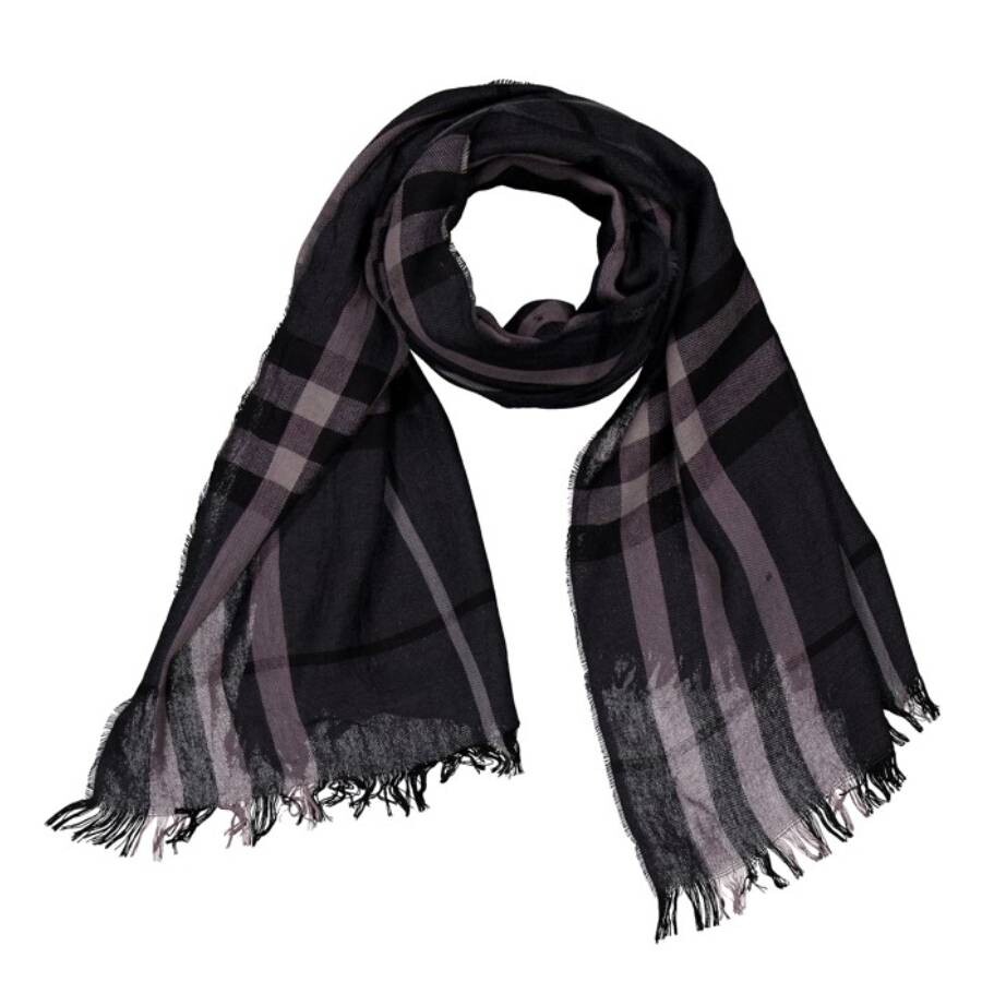 Burberry Giant Check Linen Scarf In Black