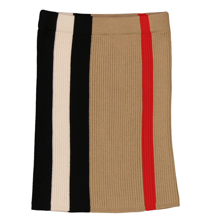 Burberry Girls Archive Beige Icon-Stripe Knitted Skirt, Size 8 8053478 ...