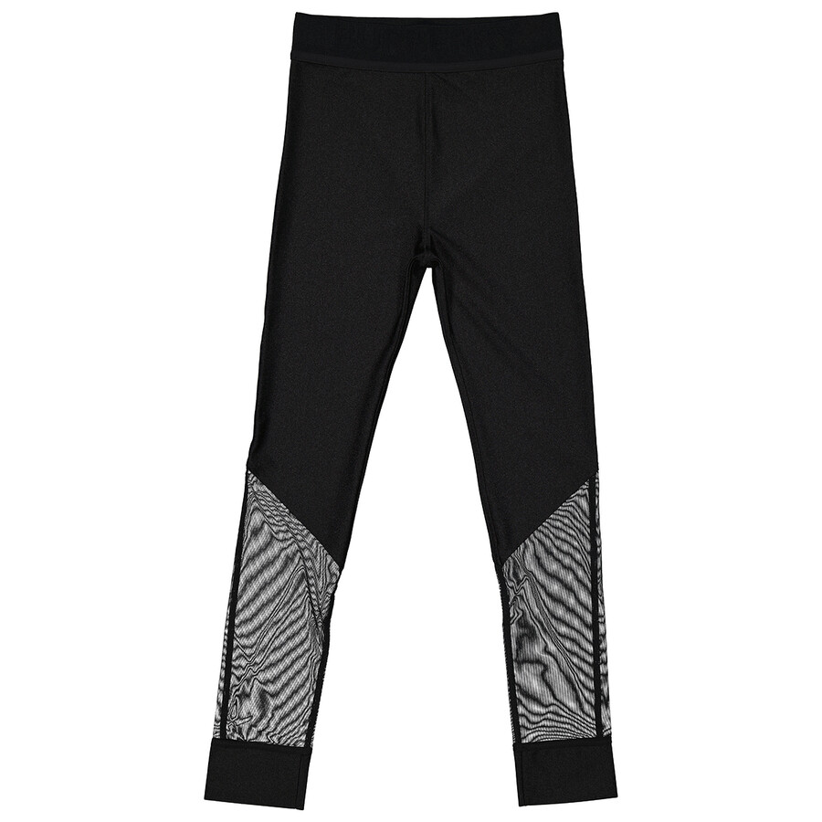 Burberry Girls Black Mesh Panel Jersey Leggings In Black