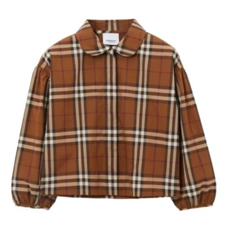 Burberry Girls Checked Cotton Shirt In Brown