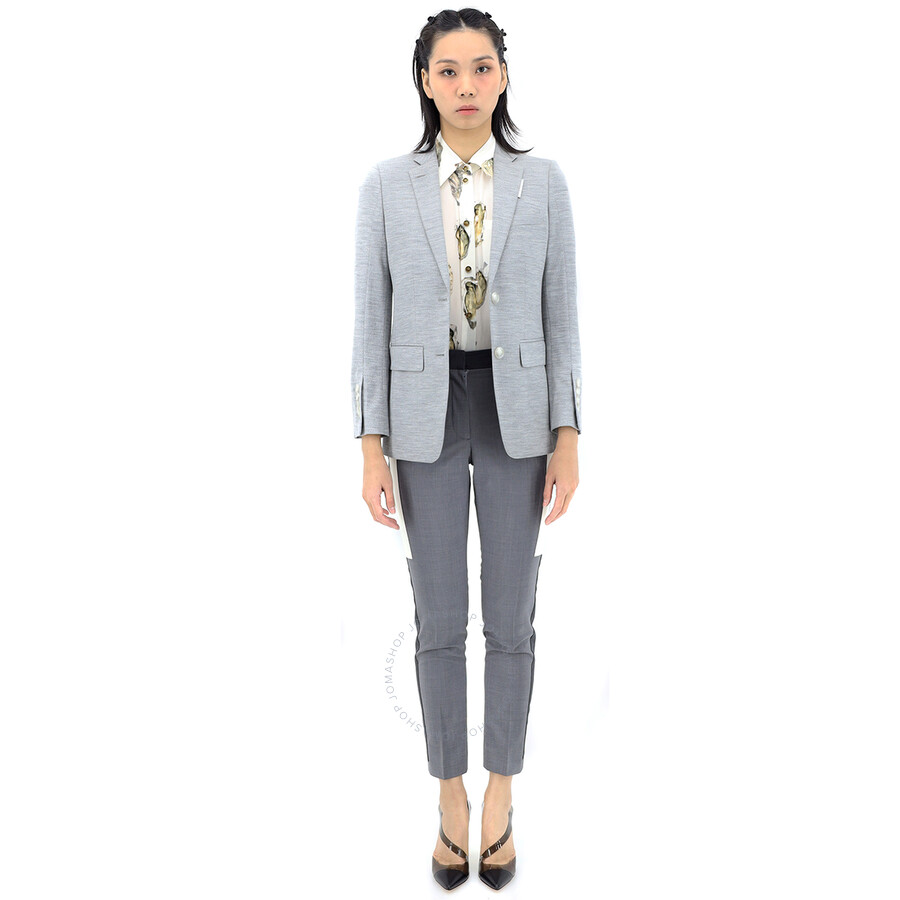 Shop Burberry Grey Taupe Melange Technical Wool Jersey Blazer