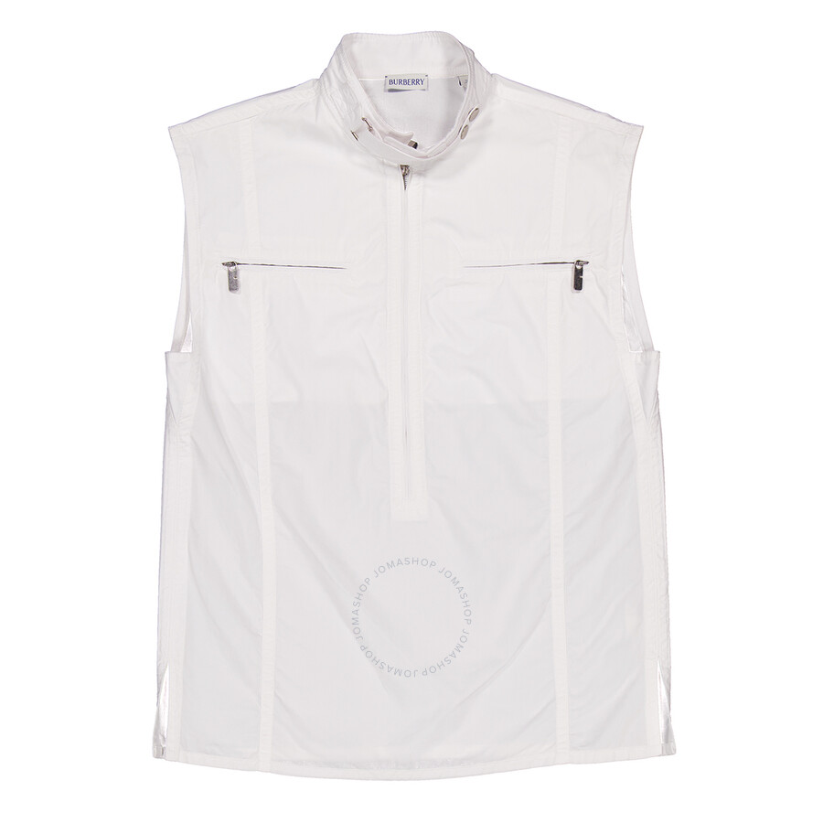 Burberry High Neck Cotton Vest In White