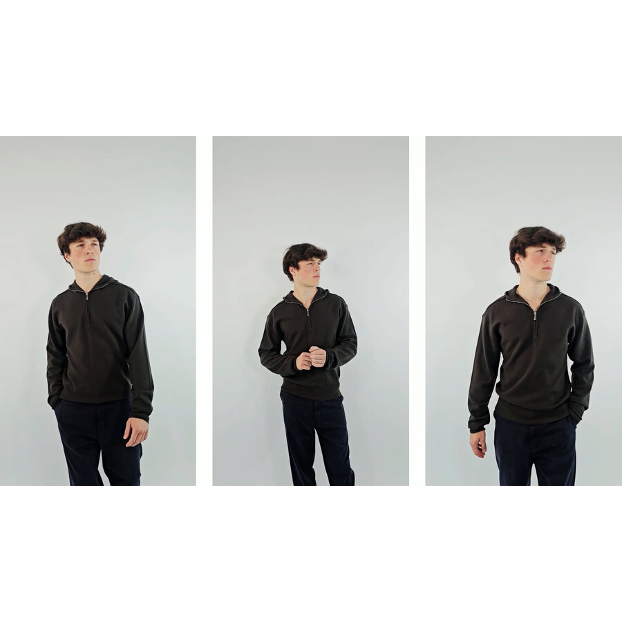 Burberry Half-Zip Wool Hooded Sweatshirt, Size Small 8075888