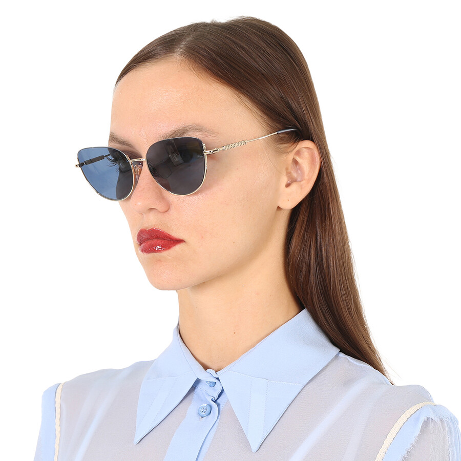 Shop Burberry Harper Blue Cat Eye Ladies Sunglasses Be3144 110980 58 In Blue/red