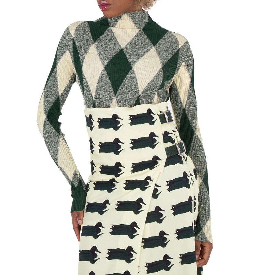 High-Neck Argyle Knit Jumper, Size Small