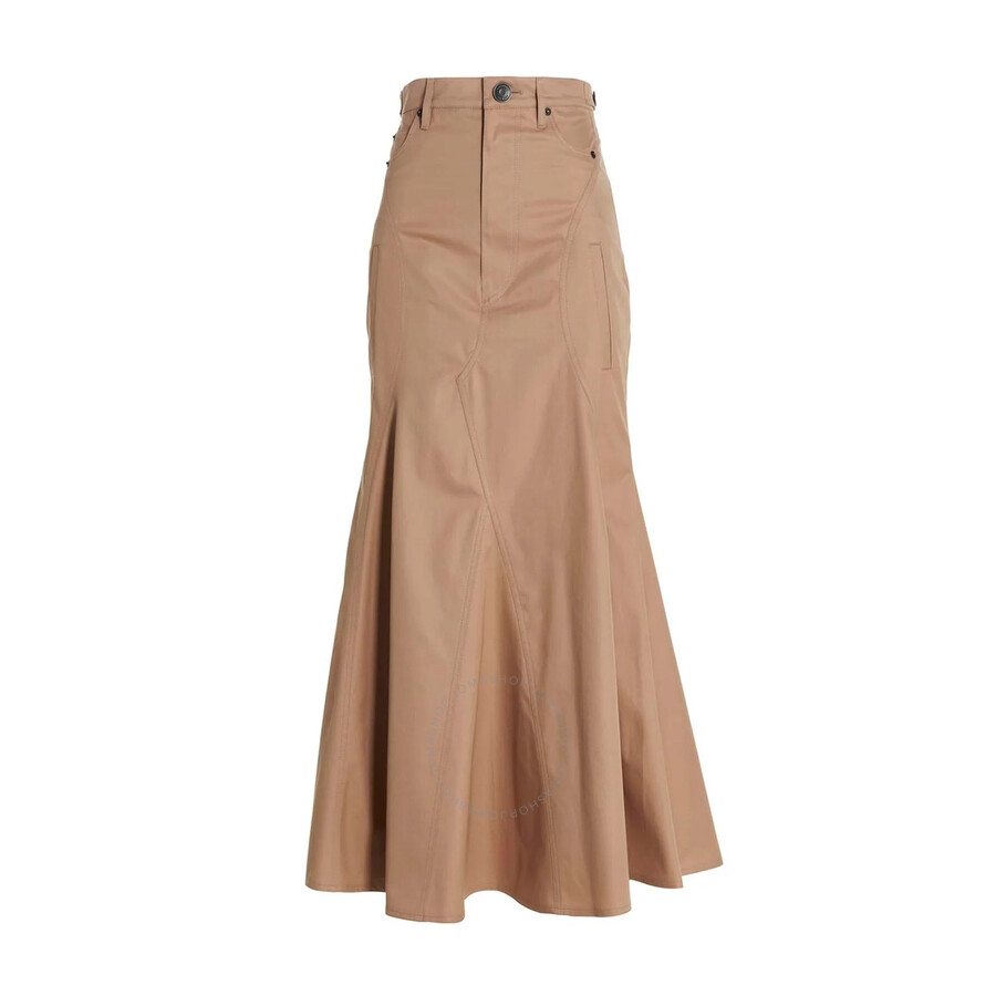 Burberry Button-closure Maxi Skirt With Flattering Silhouette In Beige