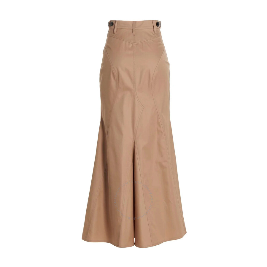 Burberry Button-closure Maxi Skirt With Flattering Silhouette In Beige