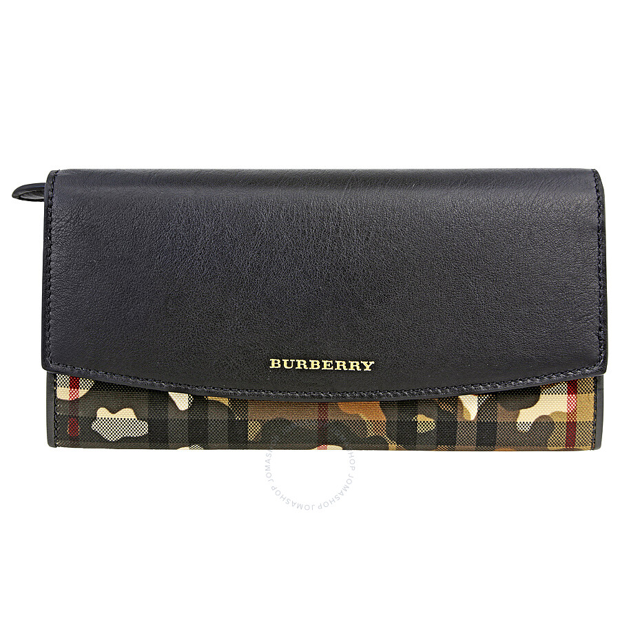 Burberry Horseferry Check And Camouflage Continental Wallet Honey Burberry Horseferry Check And Camouflage Continental Wallet Honey Black