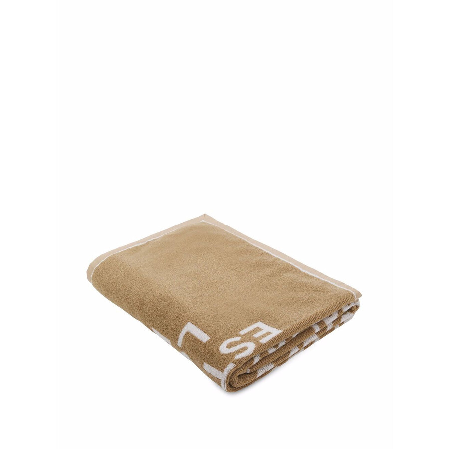 Burberry Horseferry-print Jacquard Cotton Bath Towel In Beige