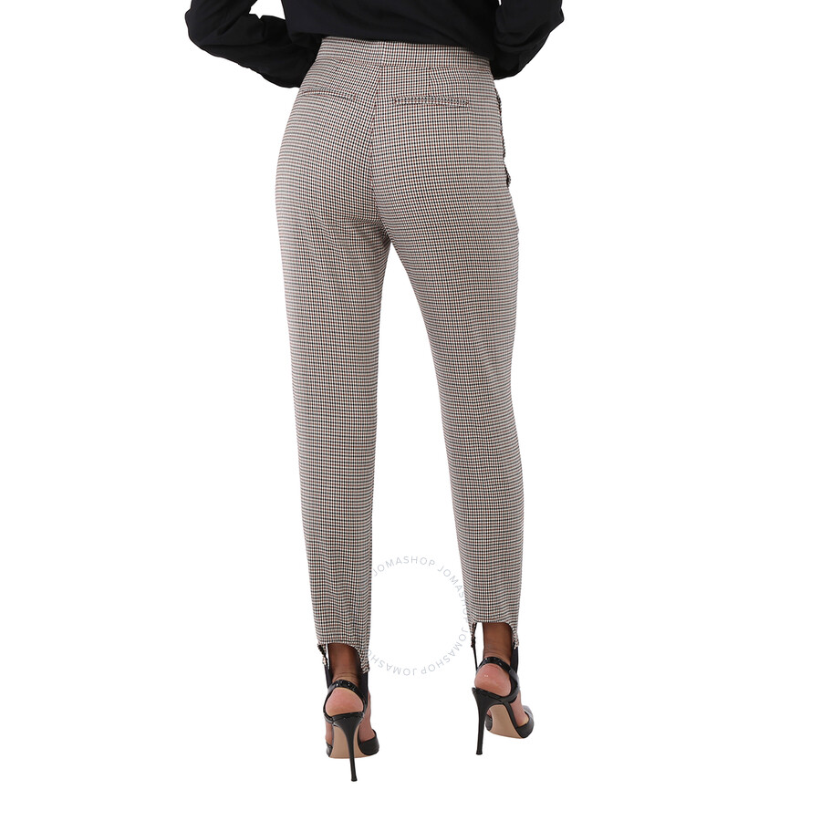 Burberry Houndstooth Check Stretch Wool Tailored Jodhpurs In Antique Yellow In Antique Yellow