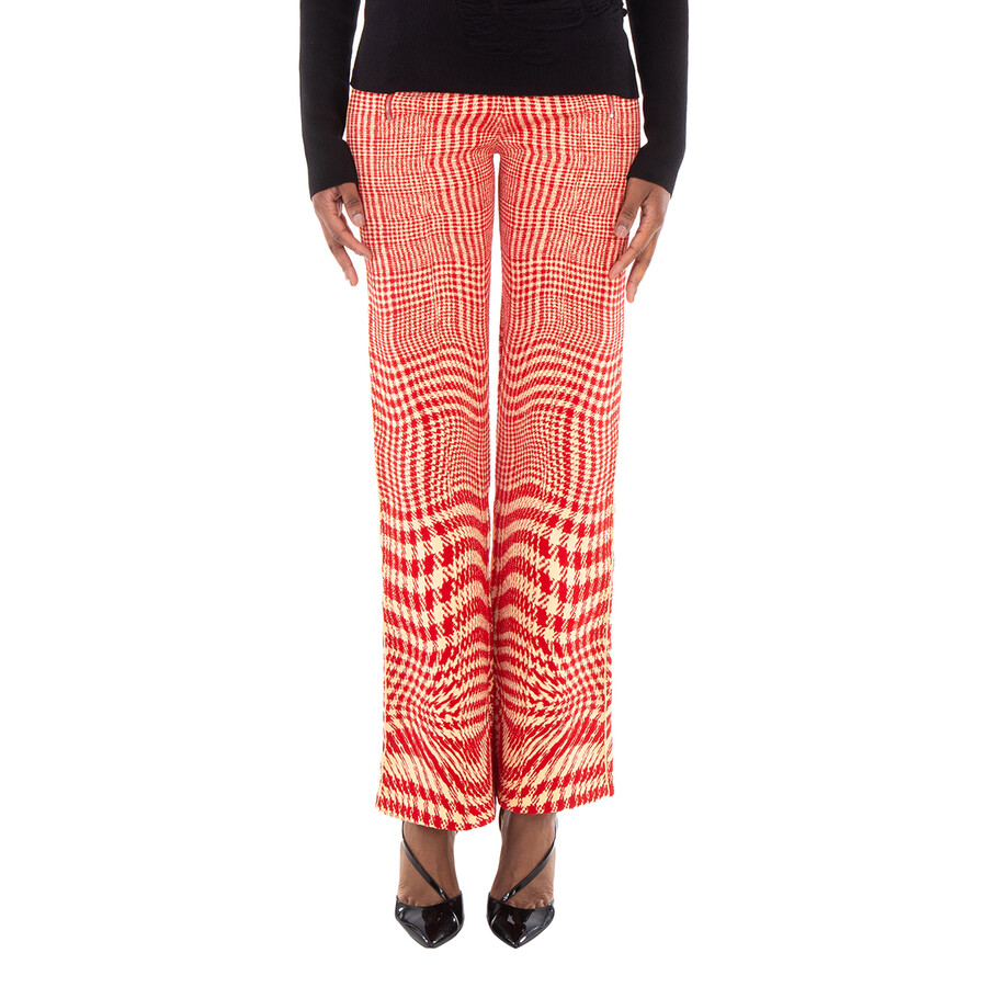 Houndstooth Wool-Blend Trousers
