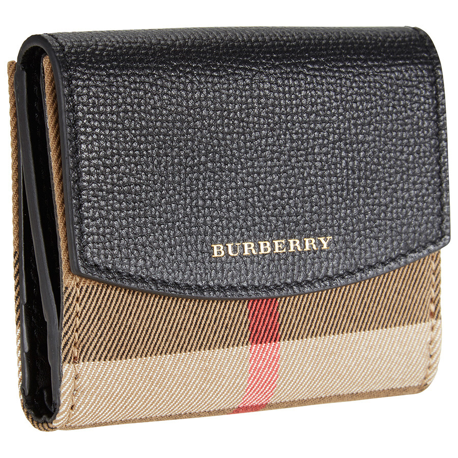 Burberry House Check and Leather Wallet Black Burberry Handbags