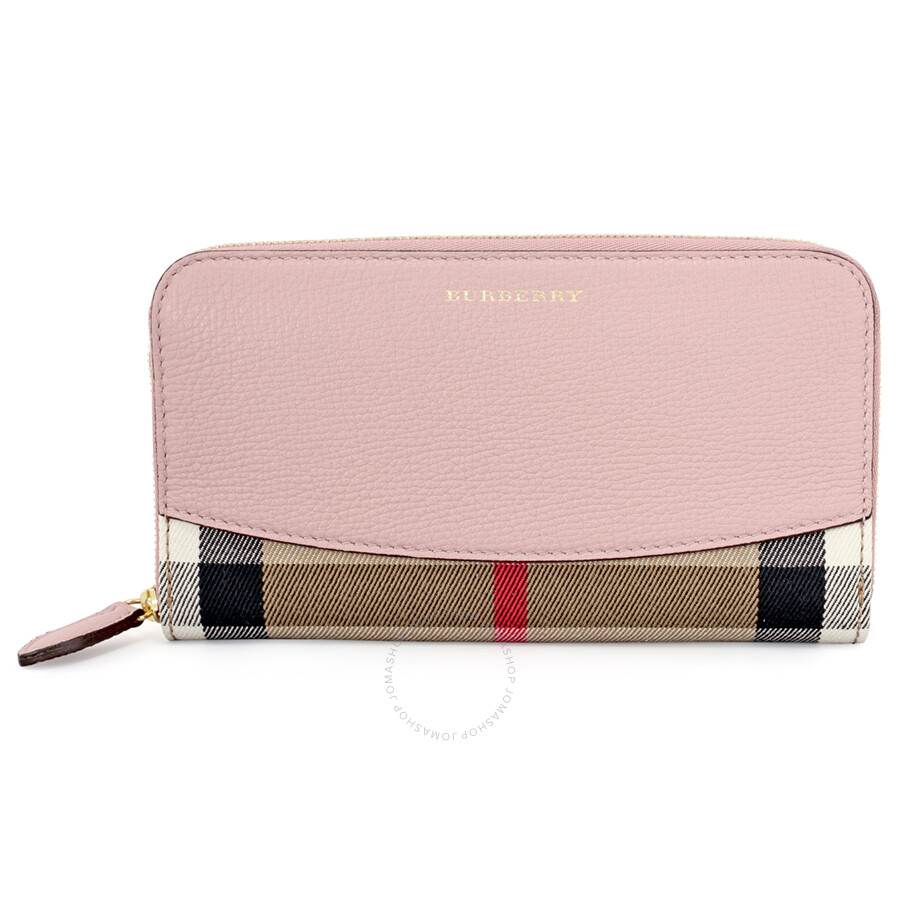 Check and Leather Zip Wallet in Archive Beige/briar Brown - Women |  Burberry® Official