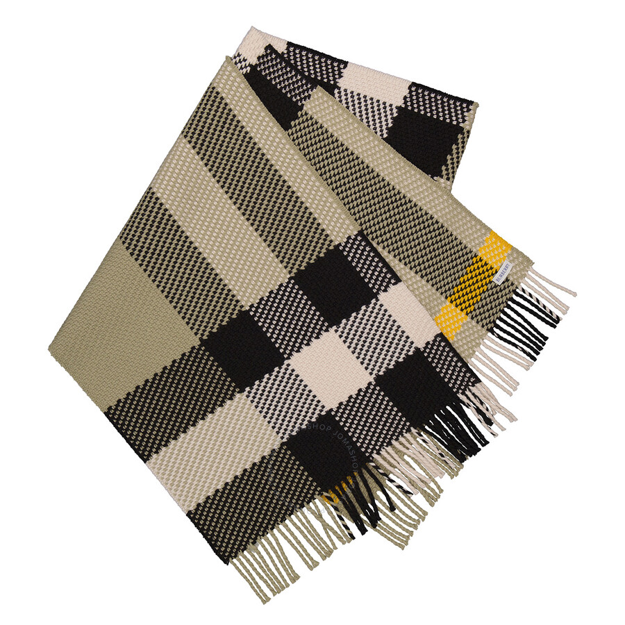 Burberry Check-pattern Wool Scarf In Hunter