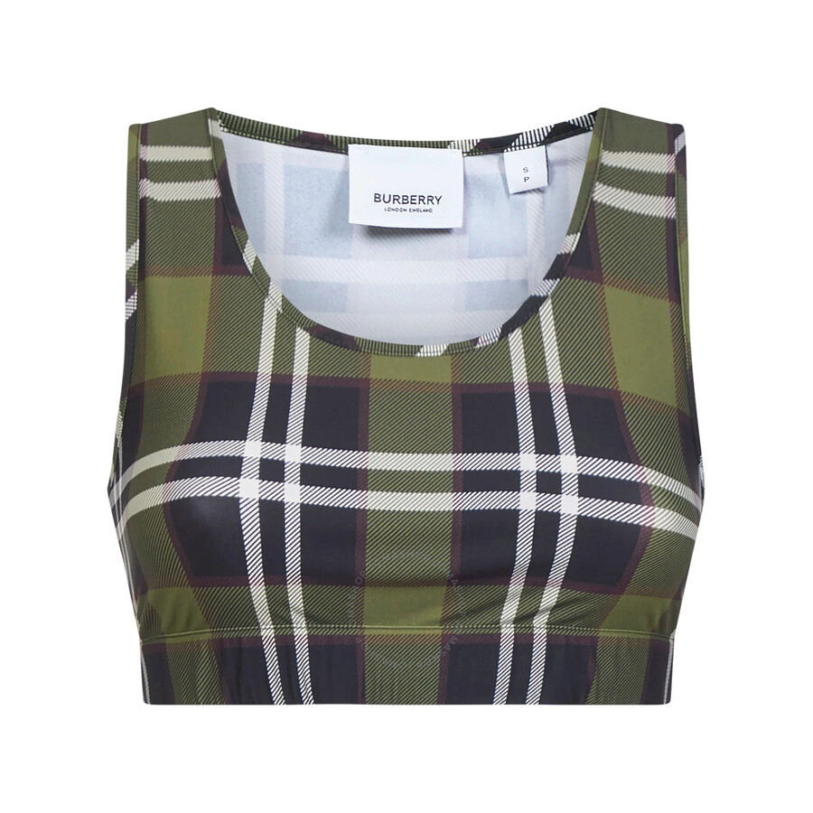 Burberry Immy Vintage Check Cropped Tank Top In Green