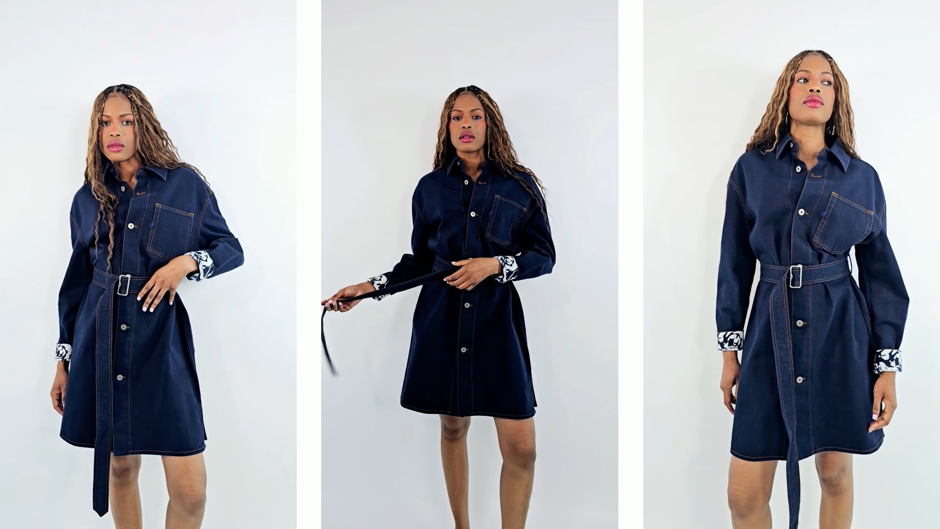 Burberry Japanese Belted Denim Shirtdress, Brand Size 10 ( US Size