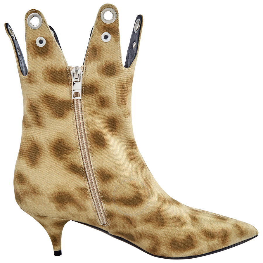 Shop Burberry Jermaine Leopard Print Eyelet Detail Ankle Boots In Leopard Fabric