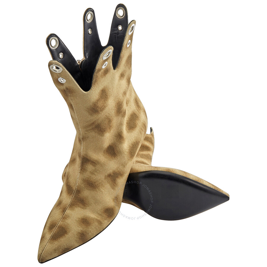 Burberry Jermaine Leopard Print Eyelet Detail Ankle Boots In Leopard Fabric