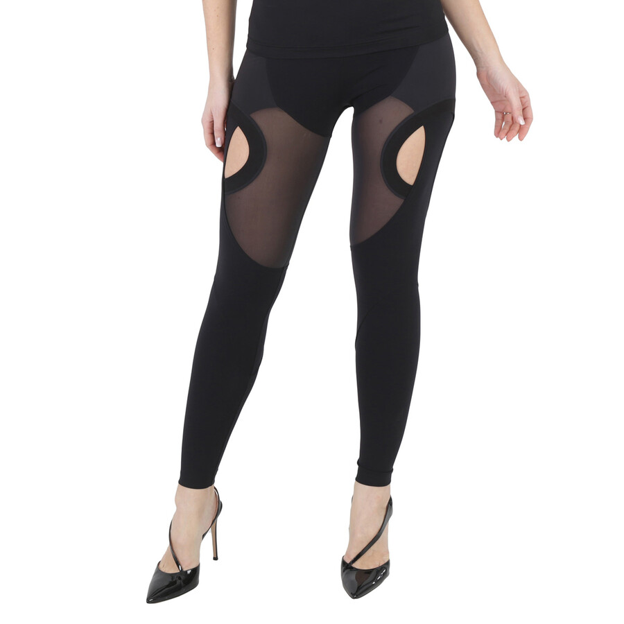 Shop Burberry Kayla Jersey And Mesh Panelled Leggings In Black