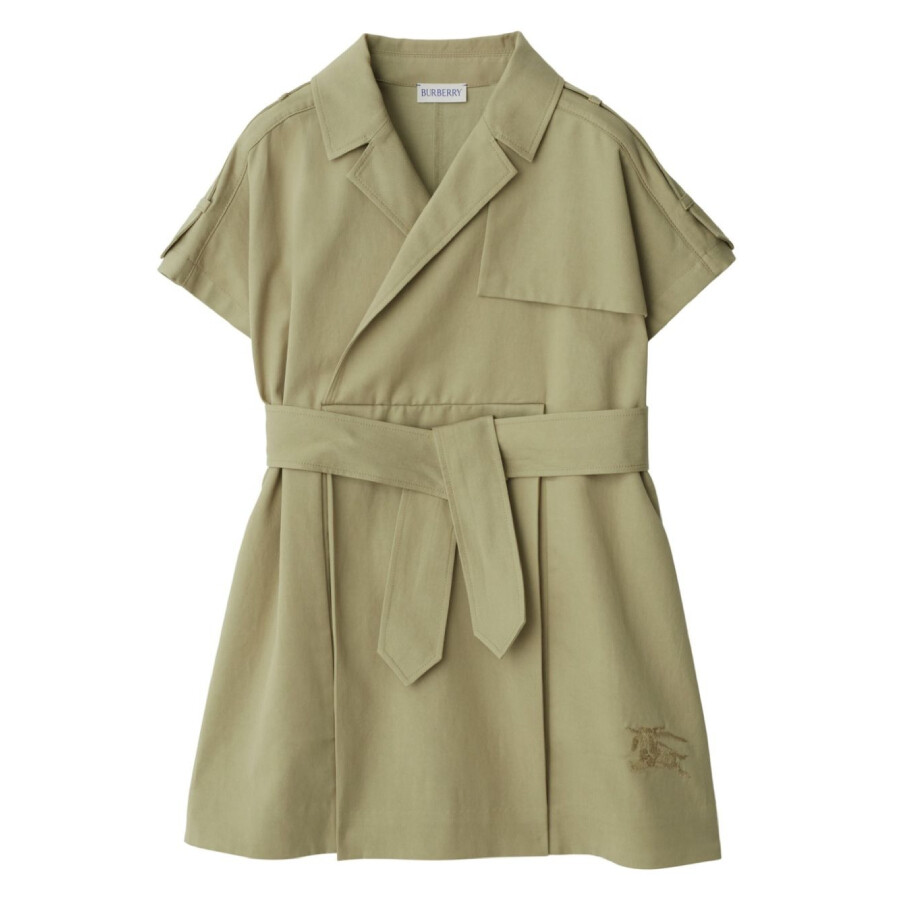 Kids Belted Waist Cotton-Blend Trench Dress