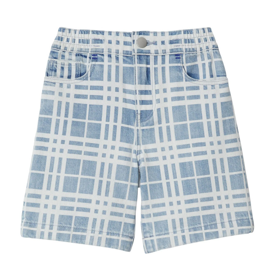 Kids Castiel Plaid Denim Shorts