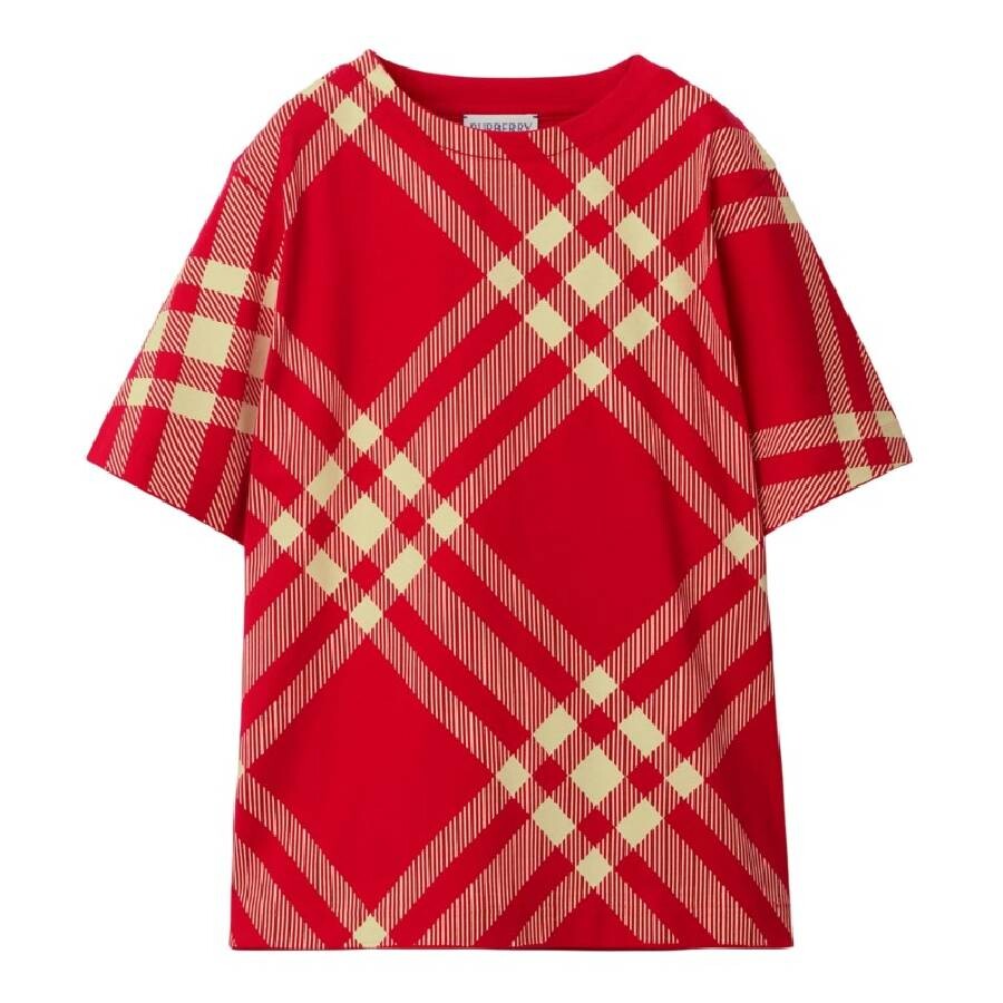 Burberry Kids Cedar Check Cotton T-shirt In Red