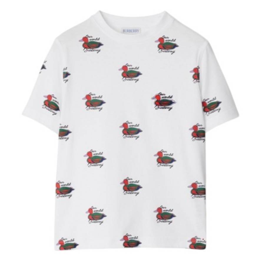 Burberry Kids Cedar Duck Print Cotton T-Shirt, Size 10Y 8104611