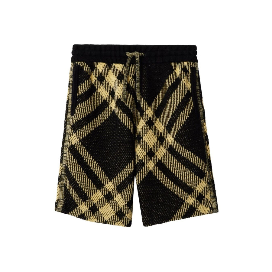 Burberry Kids Check Pattern Drawstring Knitted Shorts In Yellow